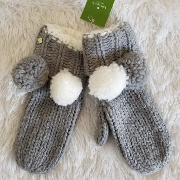 Kate Spade Knitted Pompom Mittens - Picture 2 of 3